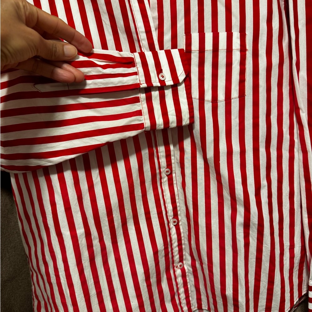 Zara Striped Button Down Shirt - Red & White - Picture 3 of 8